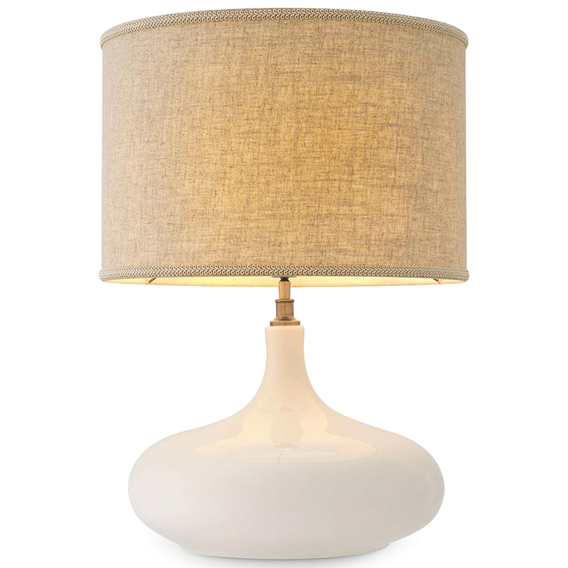 Настольная лампа Eichholtz Table Lamp Jones Белый Бежево-серый Латунь Настольная лампа Eichholtz Table Lamp Jones Белый Бежево-серый Латунь в Грозном | Loft Concept