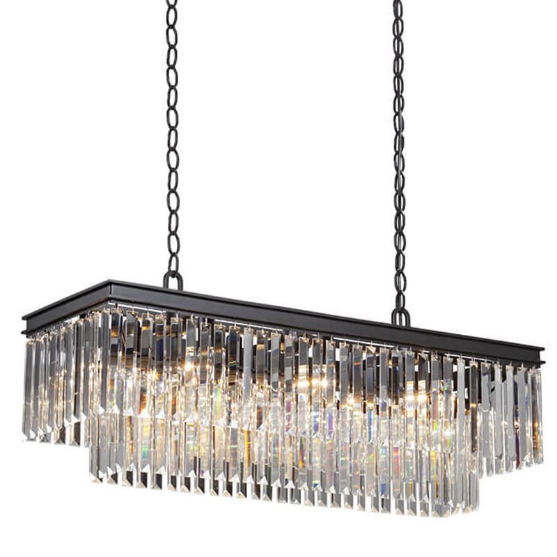 Люстра RH 1920s Odeon Clear Glass Rectangular Chandelier Black iron 100 Черный матовый Прозрачное Стекло Люстра RH 1920s Odeon Clear Glass Rectangular Chandelier Black iron 100 Черный матовый Прозрачное Стекло в Грозном | Loft Concept