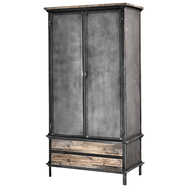 Шкаф Gasparo Loft Wardrobe Металлик винтаж Древесина Шкаф Gasparo Loft Wardrobe Металлик винтаж Древесина в Грозном | Loft Concept