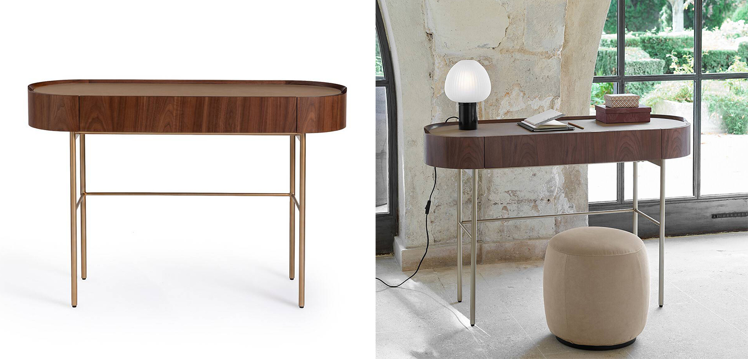 Стол-консоль Walnut and Leather - фото