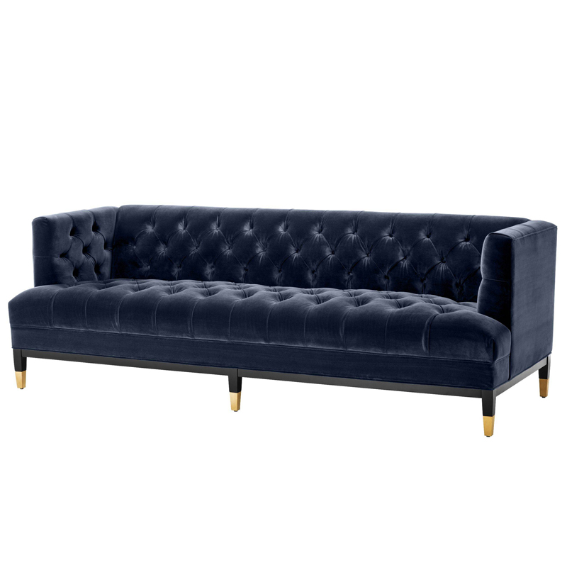 Диван Eichholtz Sofa Castelle midnight blue Темно-синий Черный Латунь Диван Eichholtz Sofa Castelle midnight blue Темно-синий Черный Латунь в Грозном | Loft Concept