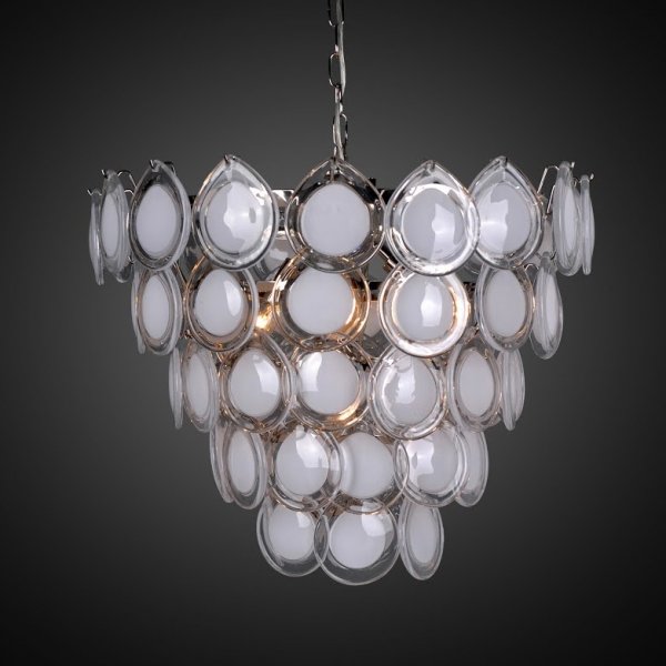 Люстра Vistosi glass disc chandelier Хром Белый Люстра Vistosi glass disc chandelier Хром Белый в Грозном | Loft Concept