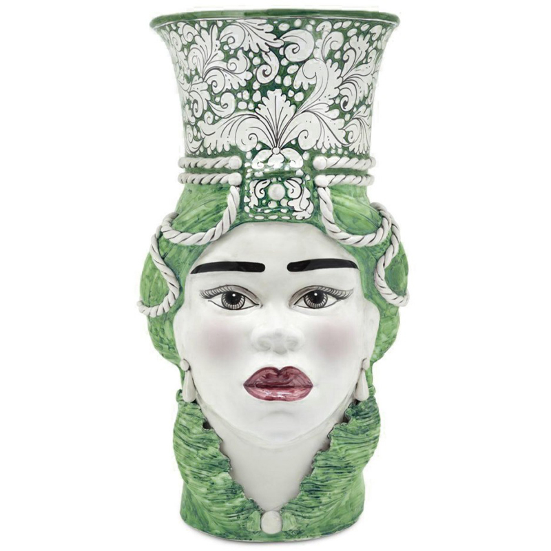 Ваза Vase Moro Lady Giant Ornate Green Зеленый Белый Ваза Vase Moro Lady Giant Ornate Green Зеленый Белый в Грозном | Loft Concept