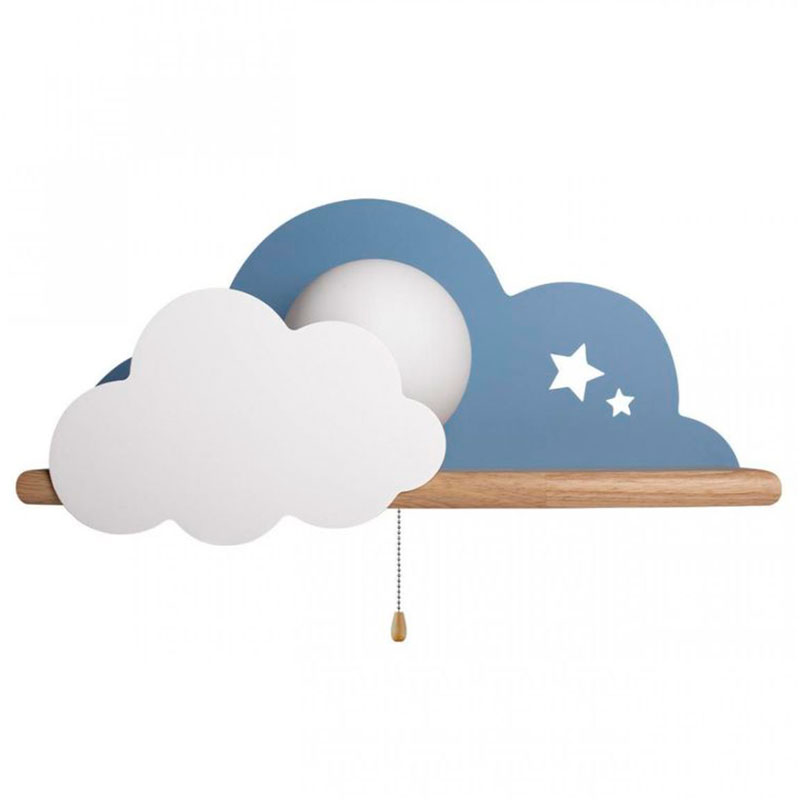 Бра с полкой голубое Облако Wall Lamp Blue Cloud Голубой Древесина Бра с полкой голубое Облако Wall Lamp Blue Cloud Голубой Древесина в Грозном | Loft Concept