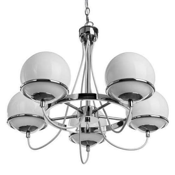 Люстра Melissa Chandelier Chromium 5 Хром Белый Люстра Melissa Chandelier Chromium 5 Хром Белый в Грозном | Loft Concept