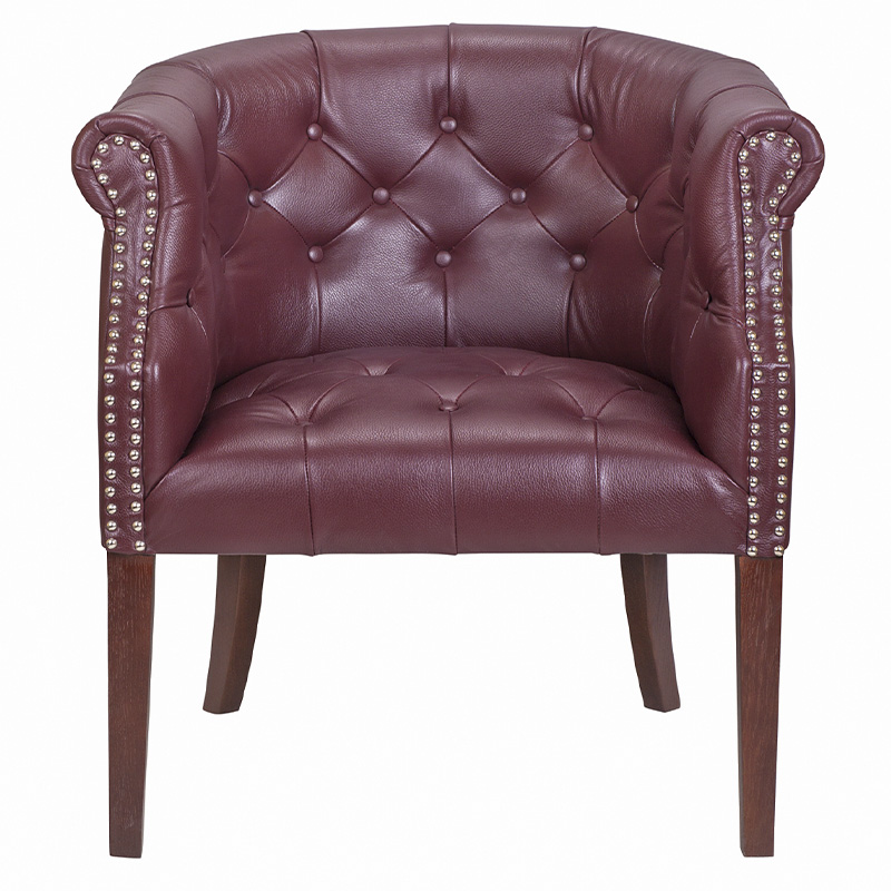 Кресло низкое из натуральной кожи на 4-х деревянных ножках из массива бука Chloe Leather Armchair vine Бордовый Коричневый Кресло низкое из натуральной кожи на 4-х деревянных ножках из массива бука Chloe Leather Armchair vine Бордовый Коричневый в Грозном | Loft Concept