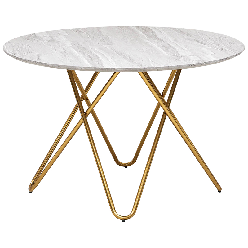 Обеденный круглый стол Alanis Round Dinner Table Золотой Белый Серый Обеденный круглый стол Alanis Round Dinner Table Золотой Белый Серый в Грозном | Loft Concept