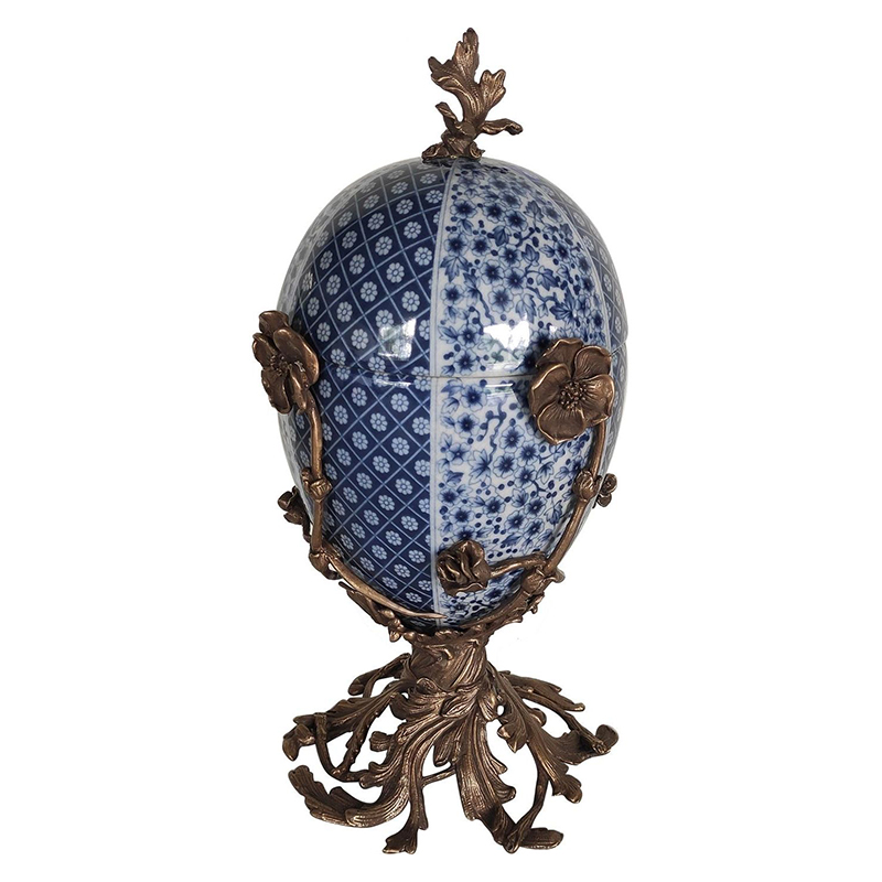Шкатулка фарфоровая на бронзовой подставке Porcelain & Bronze Синий Бронза Шкатулка фарфоровая на бронзовой подставке Porcelain & Bronze Синий Бронза в Грозном | Loft Concept