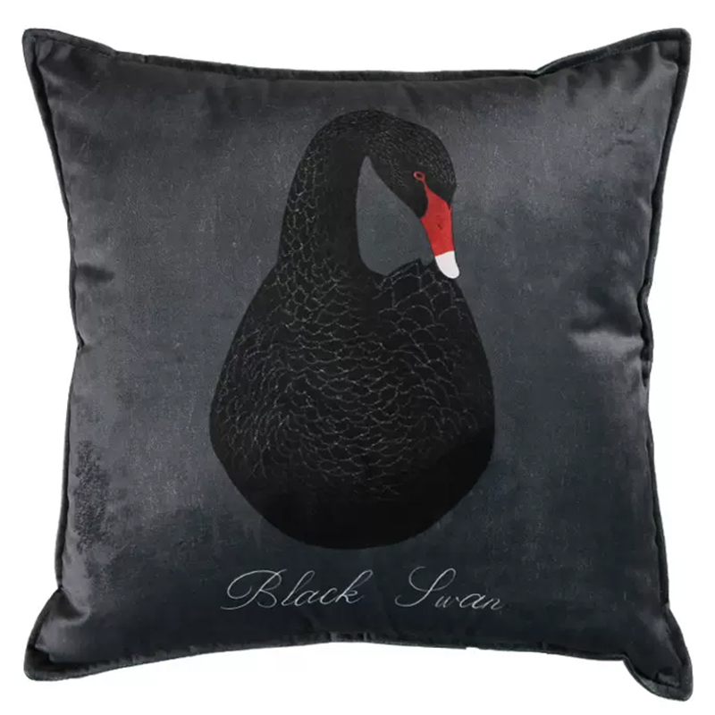 Декоративная подушка Black Swan I Cushion Черная Черный Серый Красный Декоративная подушка Black Swan I Cushion Черная Черный Серый Красный в Грозном | Loft Concept