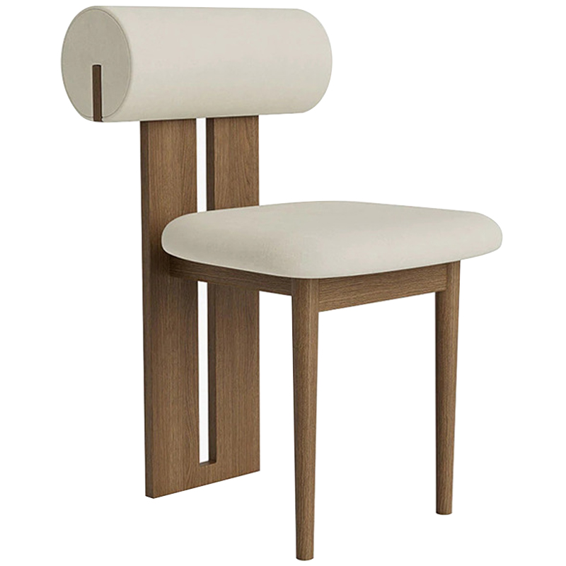 Стул Behemo Dark Wood Chair Молочный Коричневый Стул Behemo Dark Wood Chair Молочный Коричневый в Грозном | Loft Concept
