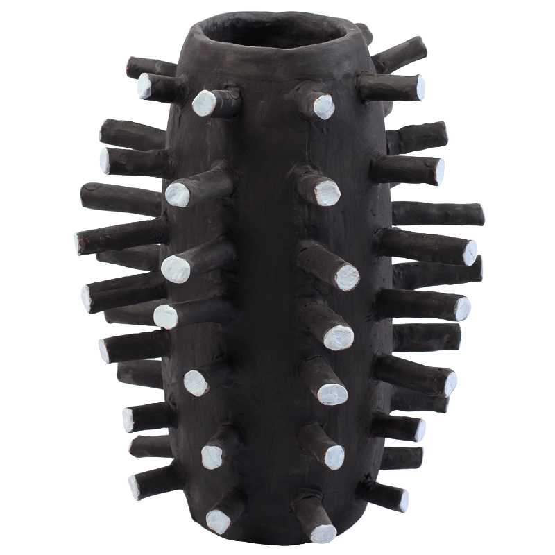 Ваза Shany Round Spikes Vase Черный Светло-голубой Ваза Shany Round Spikes Vase Черный Светло-голубой в Грозном | Loft Concept