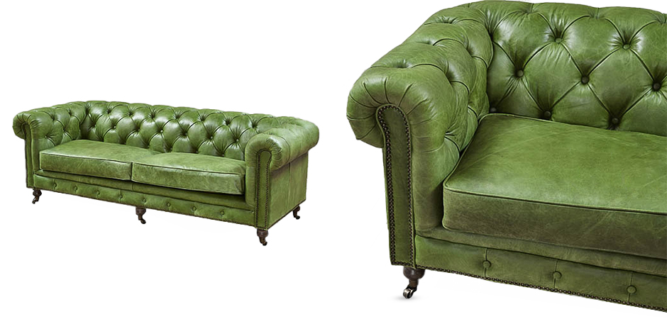 Диван Chesterfield leather Sofa green Диван Chesterfield leather Sofa green - Loft-Concept в Грозном