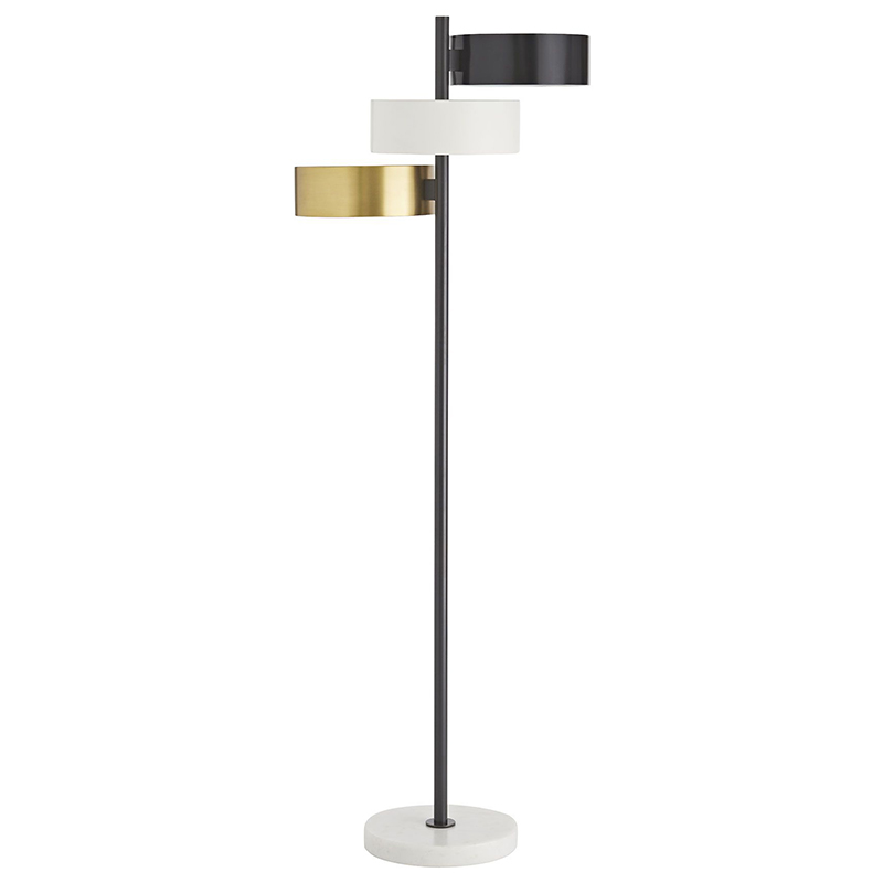 Торшер Arteriors HUTTON FLOOR LAMP Латунь Черный Белый Торшер Arteriors HUTTON FLOOR LAMP Латунь Черный Белый в Грозном | Loft Concept