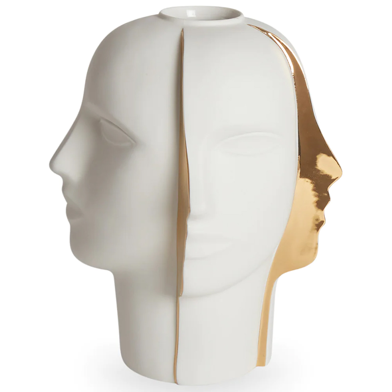 Ваза Jonathan Adler ATLAS SPLIT VASE Белый Глянцевое золото Ваза Jonathan Adler ATLAS SPLIT VASE Белый Глянцевое золото в Грозном | Loft Concept