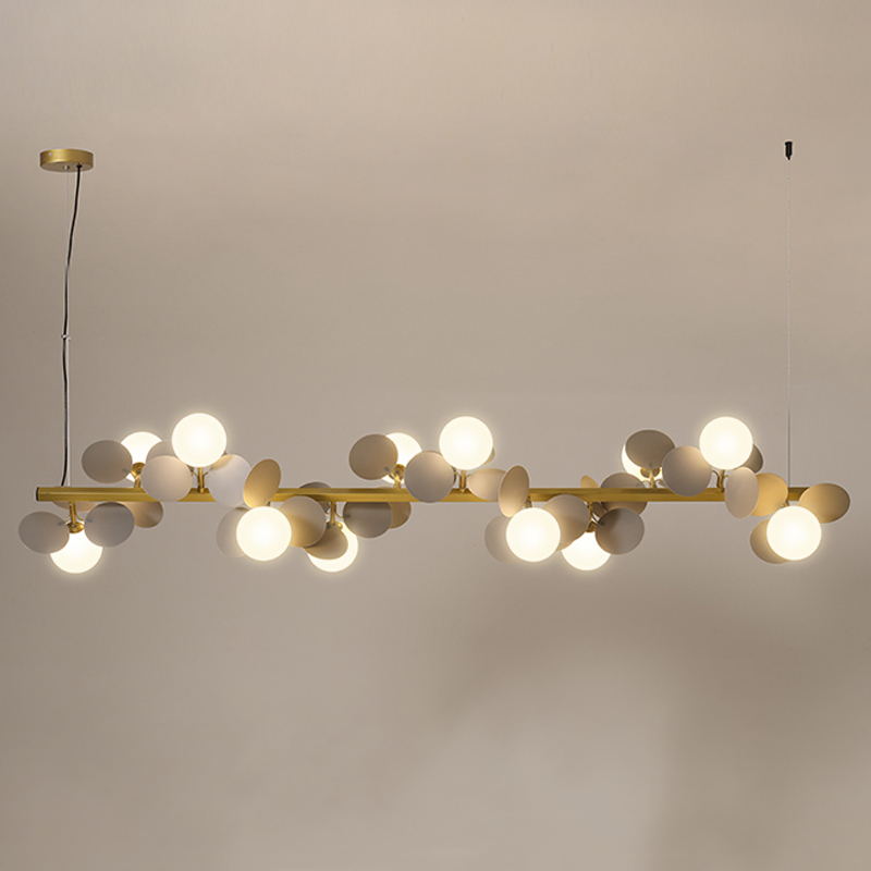 Люстра MATISSE Chandelier Line Золотой Белый Светло-серый Люстра MATISSE Chandelier Line Золотой Белый Светло-серый в Грозном | Loft Concept