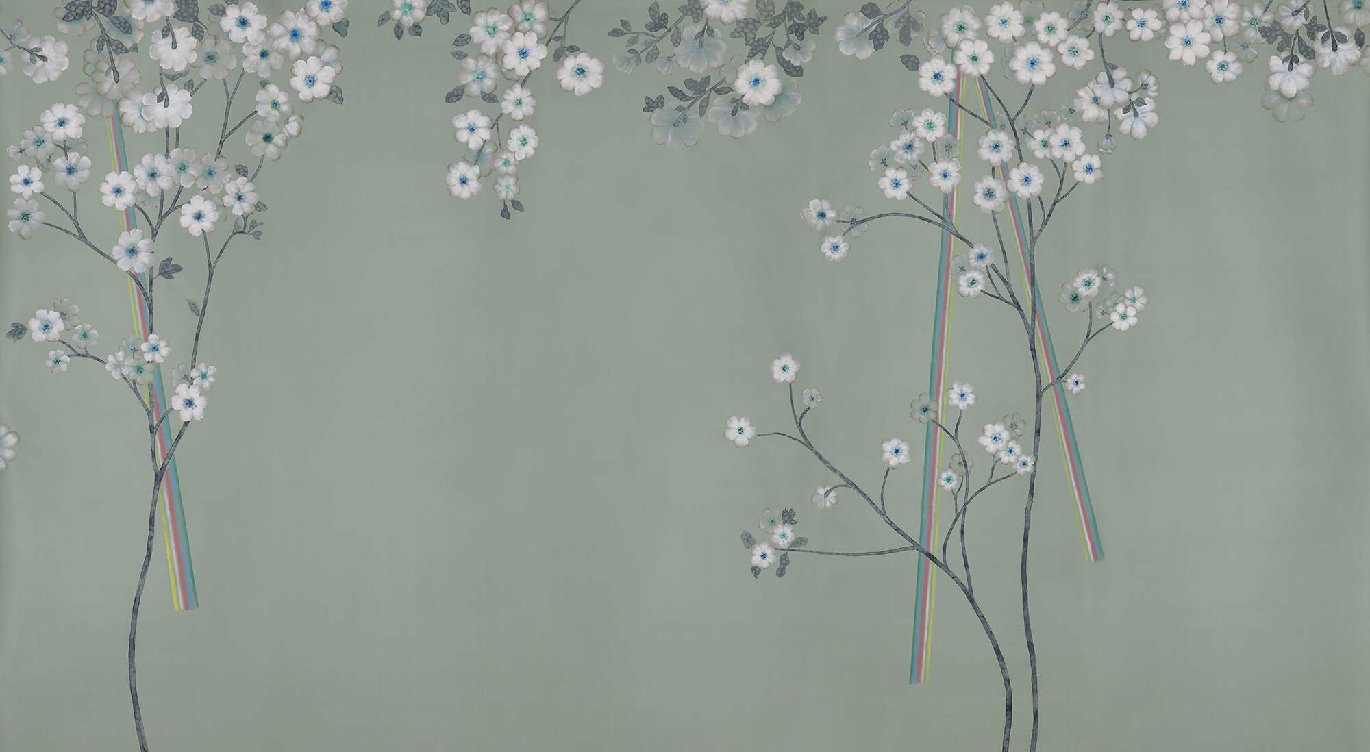 Обои ручная роспись Anemones in Light Daybreak on Blue Grey dyed silk Обои ручная роспись Anemones in Light Daybreak on Blue Grey dyed silk - постер Loft-Concept в Грозном