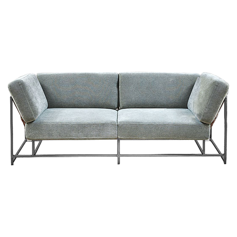 Двухместный диван Two Seat Sofa серо-голубой велюр Серо-голубой Серый в Грозном | Loft Concept 