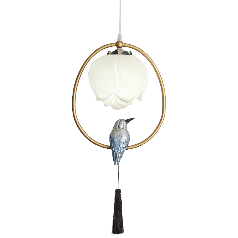 Подвесной светильник Blue Bird with Tassel Латунь Голубой Белый Розовый пастельный Подвесной светильник Blue Bird with Tassel Латунь Голубой Белый Розовый пастельный в Грозном | Loft Concept