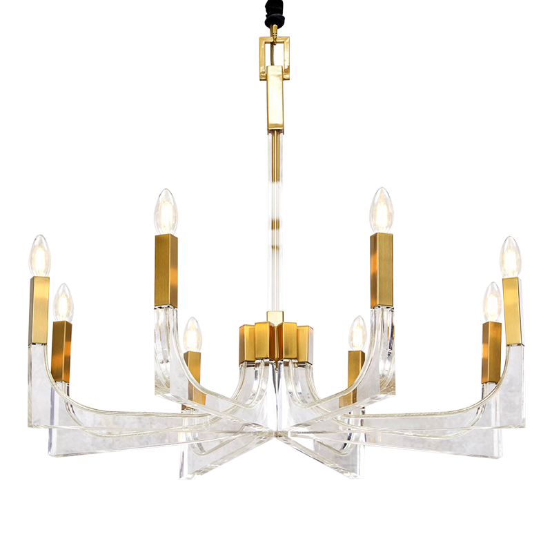 Люстра акриловая Acrylic Chandelier Золотой Прозрачный Люстра акриловая Acrylic Chandelier Золотой Прозрачный в Грозном | Loft Concept