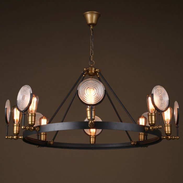 Люстра GASLIGHT LENS Chandelier 8 Черный Люстра GASLIGHT LENS Chandelier 8 Черный в Грозном | Loft Concept