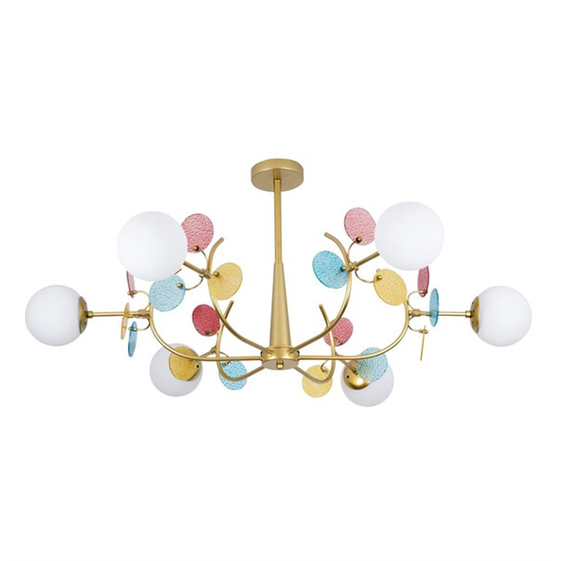 Люстра для низкого потолка MATISSE Multi glass 6 плафонов Золотой Латунь Люстра для низкого потолка MATISSE Multi glass 6 плафонов Золотой Латунь в Грозном | Loft Concept