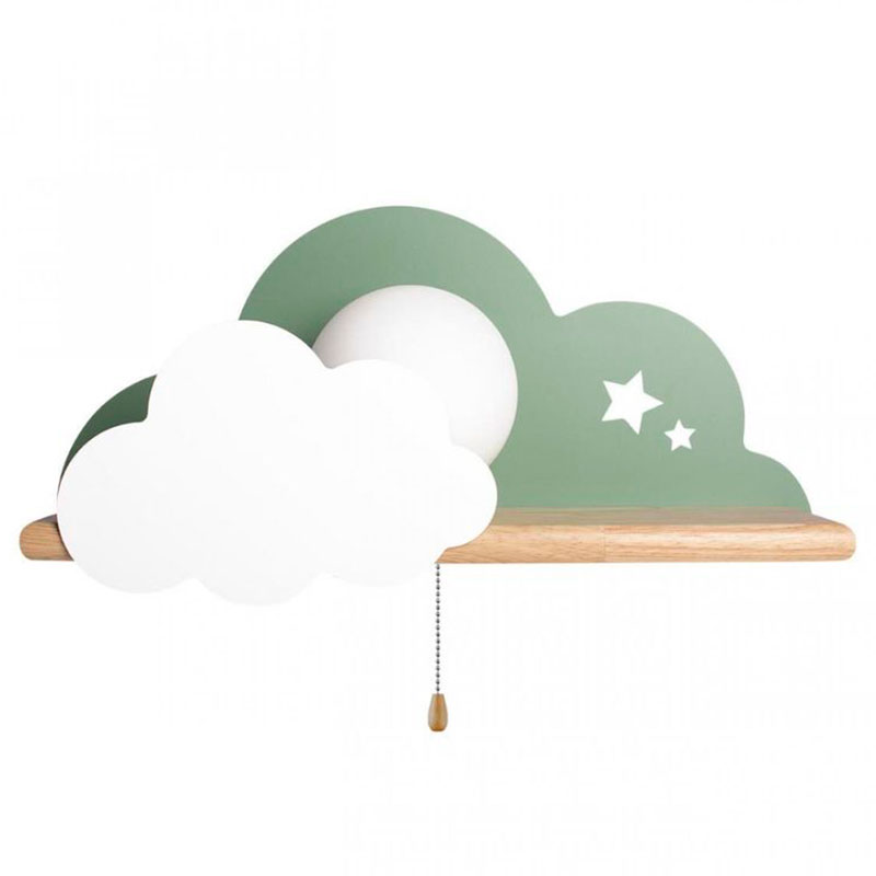 Бра с полкой зелёное Облако Wall Lamp Green Cloud Зеленый Древесина Бра с полкой зелёное Облако Wall Lamp Green Cloud Зеленый Древесина в Грозном | Loft Concept