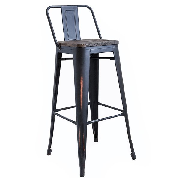 Барный стул Tolix Bar Stool Wood Черный матовый Барный стул Tolix Bar Stool Wood Черный матовый в Грозном | Loft Concept
