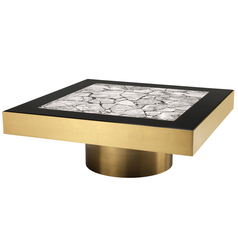 Кофейный стол Eichholtz Coffee Table Tatler Матовая латунь Черный Серый Кофейный стол Eichholtz Coffee Table Tatler Матовая латунь Черный Серый в Грозном | Loft Concept