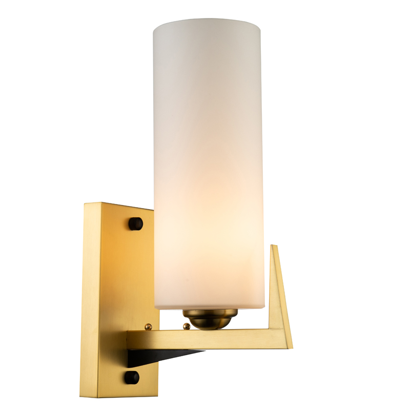 Бра Benoit Sconce Латунь Белое матовое стекло Черный Бра Benoit Sconce Латунь Белое матовое стекло Черный в Грозном | Loft Concept