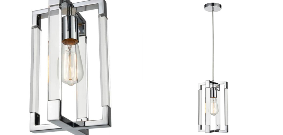 Подвесной светильник Transparent Strips Chromium Frame One Подвесной светильник Transparent Strips Chromium Frame One - Loft-Concept в Грозном