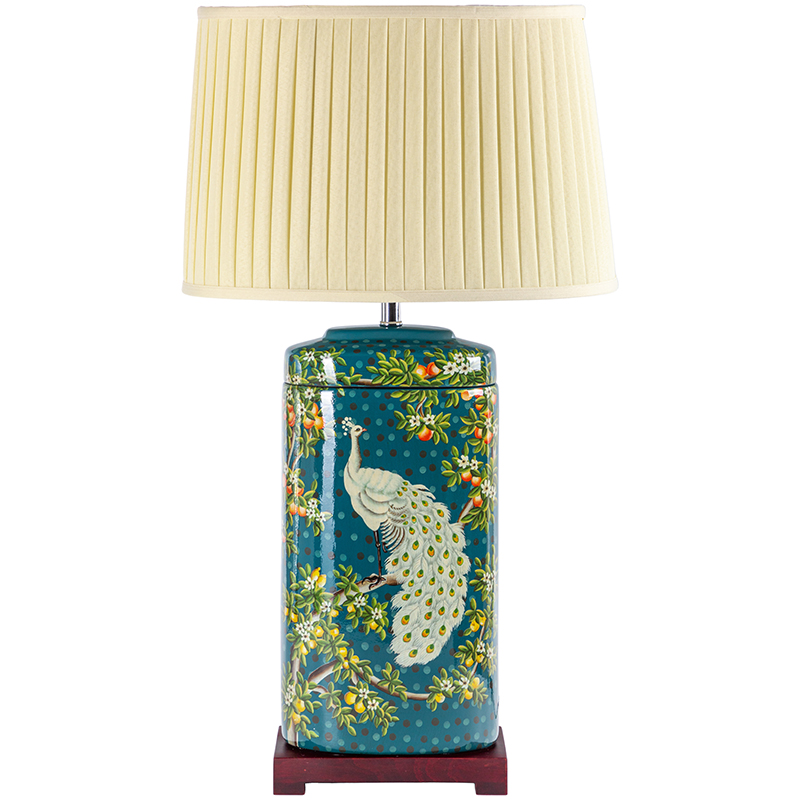 Настольная лампа White Peacock Lampshade Изумрудный Бежевый Мульти Настольная лампа White Peacock Lampshade Изумрудный Бежевый Мульти в Грозном | Loft Concept