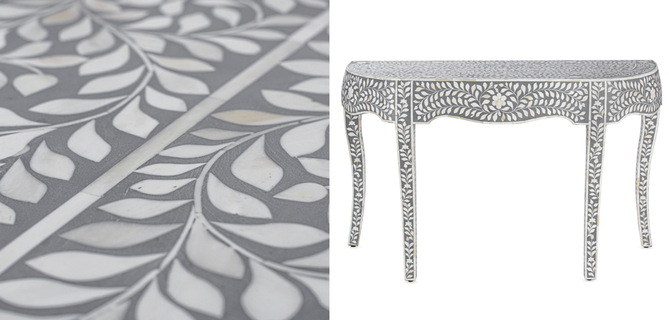 Консоль серый орнамент отделка кость BONE INLAY CONSOL TABLE Консоль серый орнамент отделка кость BONE INLAY CONSOL TABLE - Loft-Concept в Грозном