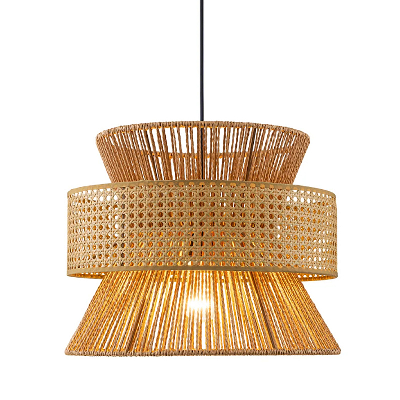 Подвесной светильник с абажуром из натуральных материалов Light Inside the Cell Бежевый Черный в Грозном | Loft Concept 