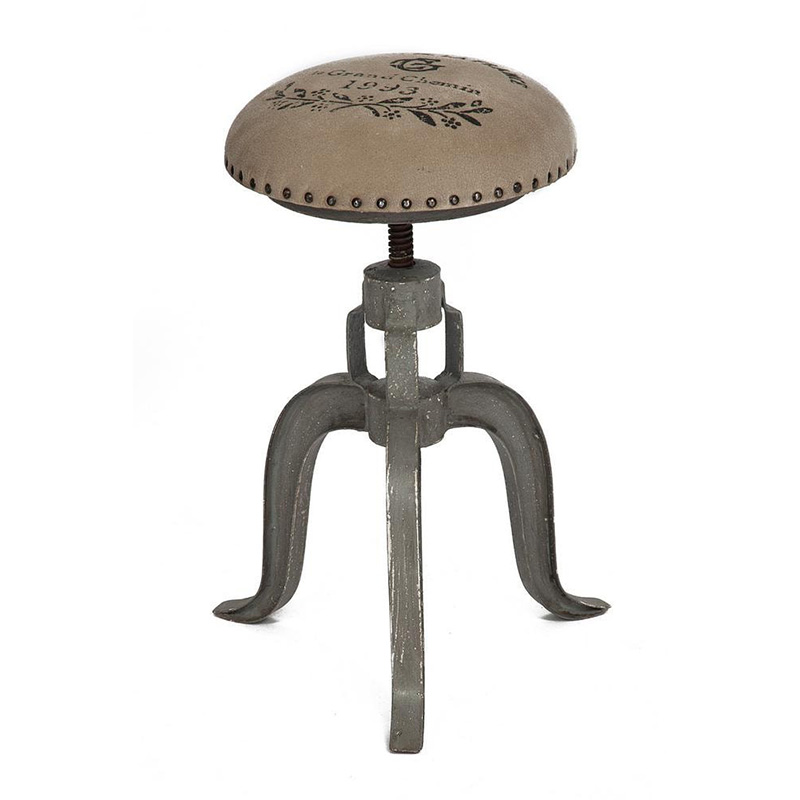 Барный стул Antique Metal Bar Stool Серый Бежево-серый Барный стул Antique Metal Bar Stool Серый Бежево-серый в Грозном | Loft Concept