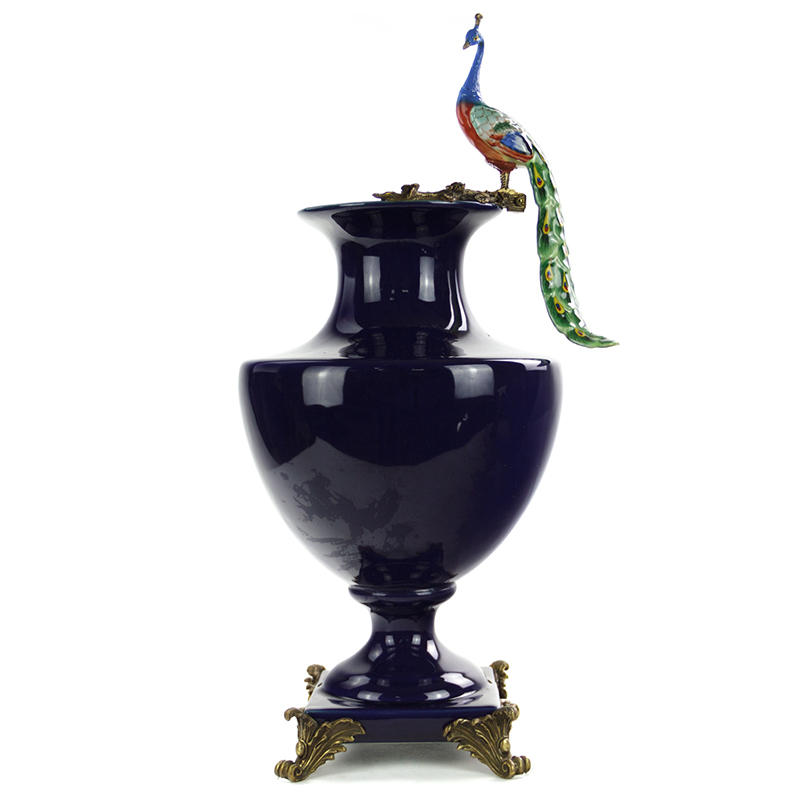 Ваза Selenia Blue Vase Peacock Темно-синий Бронза Ваза Selenia Blue Vase Peacock Темно-синий Бронза в Грозном | Loft Concept