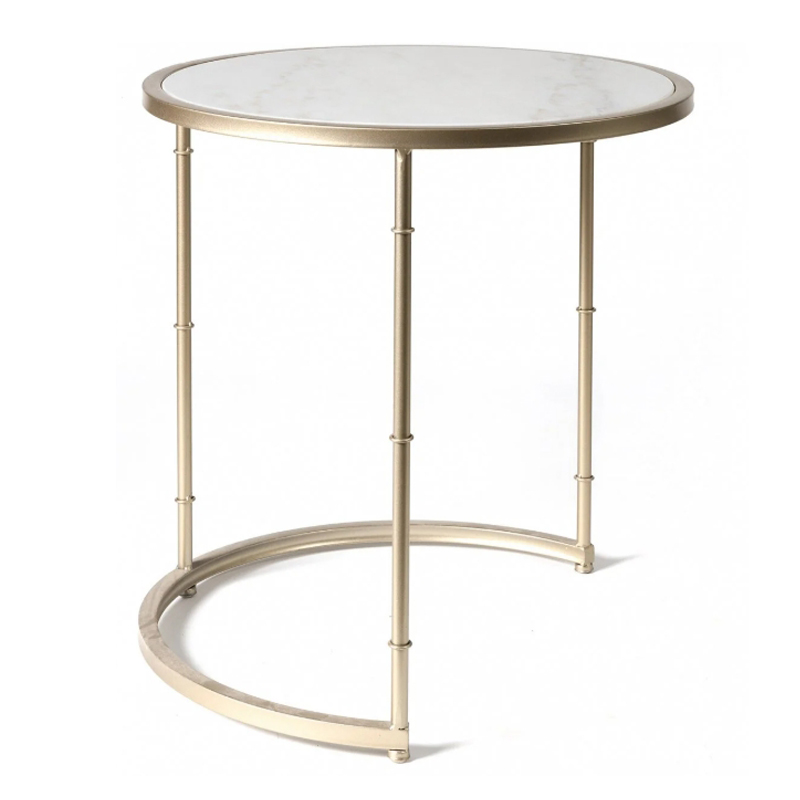 Приставной стол Marble Top Белый Мрамор Bianco матовое золото Приставной стол Marble Top Белый Мрамор Bianco матовое золото в Грозном | Loft Concept