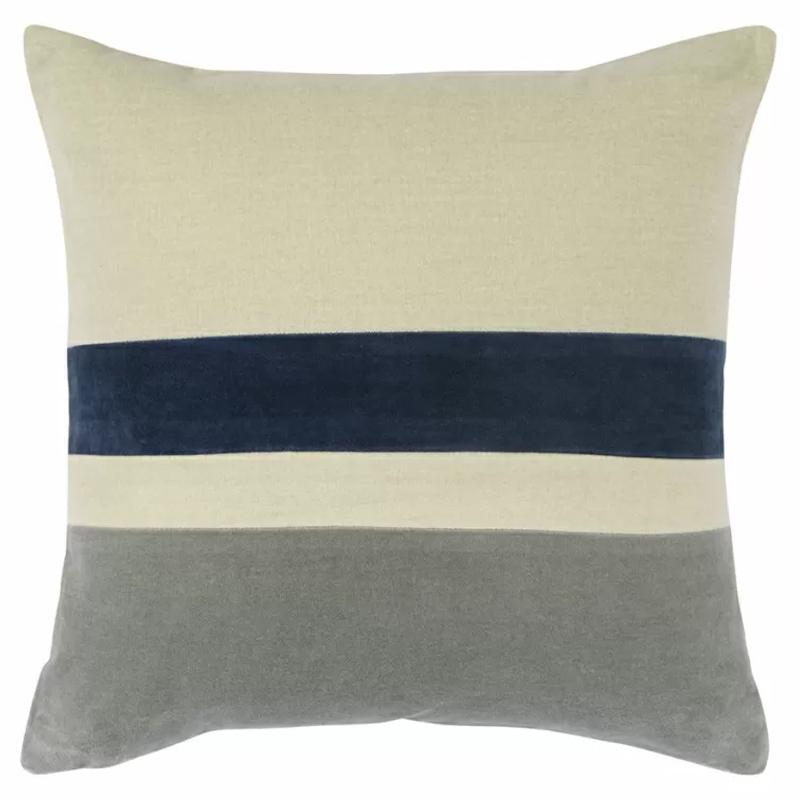 Чехол на подушку с геометрическим рисунком Elan Stripe Pillow Бежевый Темно-синий Серый Чехол на подушку с геометрическим рисунком Elan Stripe Pillow Бежевый Темно-синий Серый в Грозном | Loft Concept