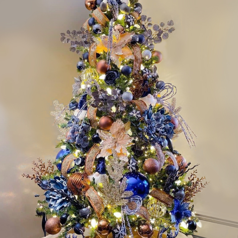 Дизайнерская Ель Синие Цветы Christmas tree Blue flowers Синий Золотой Серебряный Дизайнерская Ель Синие Цветы Christmas tree Blue flowers Синий Золотой Серебряный в Грозном | Loft Concept