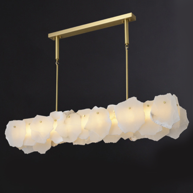 Люстра Lucretia Marble Rectangular Chandelier Латунь Белый Мрамор Bianco Люстра Lucretia Marble Rectangular Chandelier Латунь Белый Мрамор Bianco в Грозном | Loft Concept