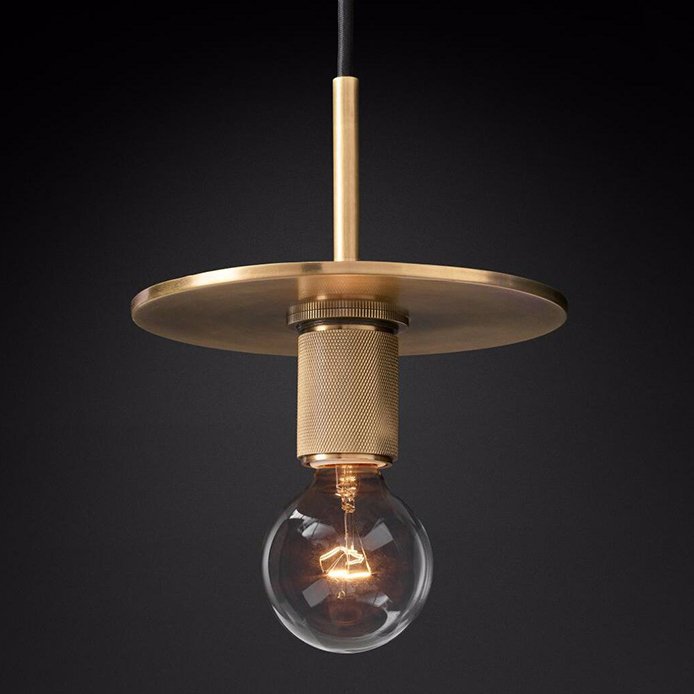 Подвесной светильник RH Utilitaire Disk Shade Pendant Brass Латунь Прозрачное Стекло Подвесной светильник RH Utilitaire Disk Shade Pendant Brass Латунь Прозрачное Стекло в Грозном | Loft Concept