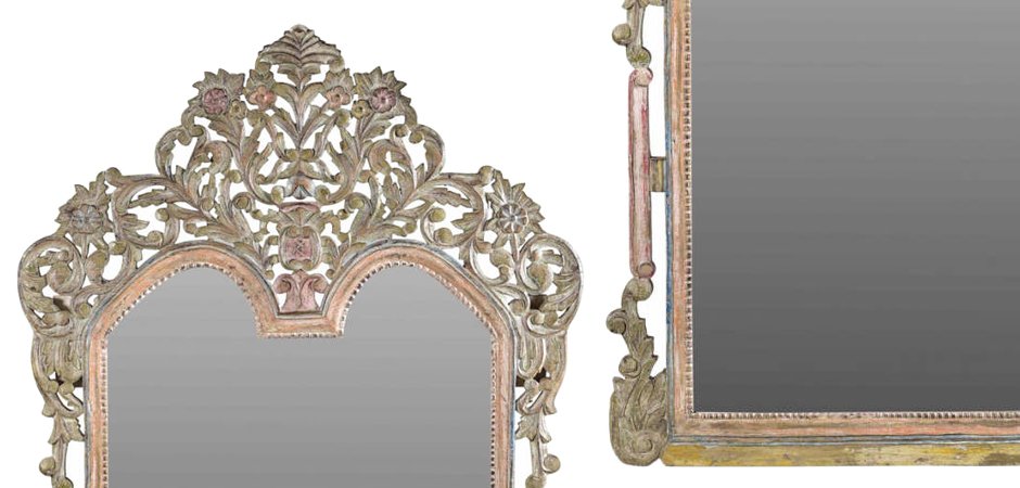 Зеркало из массива тика с растительным орнаментом Зеркало из массива тика с растительным орнаментом - Loft-Concept в Грозном