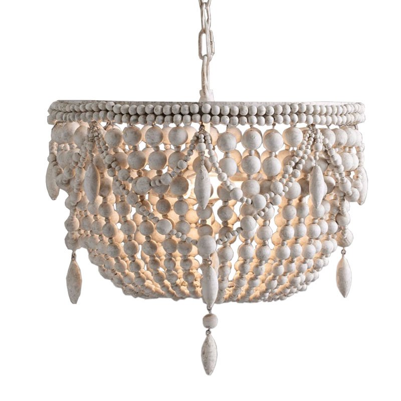 Люстра RH Anselme White Wood Weathered Chandelier Белый Люстра RH Anselme White Wood Weathered Chandelier Белый в Грозном | Loft Concept