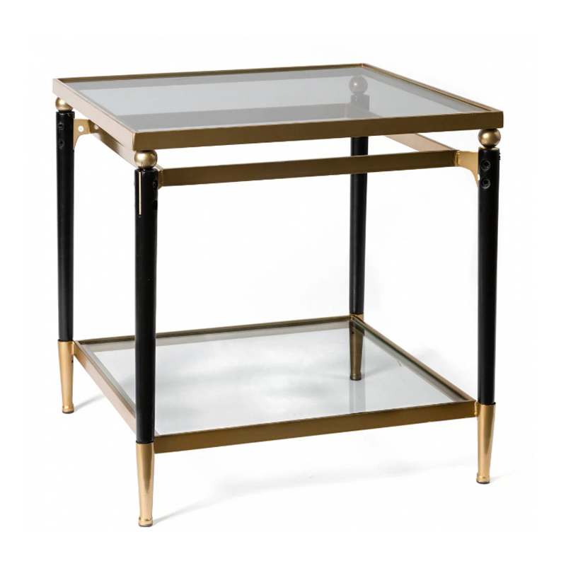 Приставной столик Black & Gold Table two-tier Черный матовое золото в Грозном | Loft Concept 