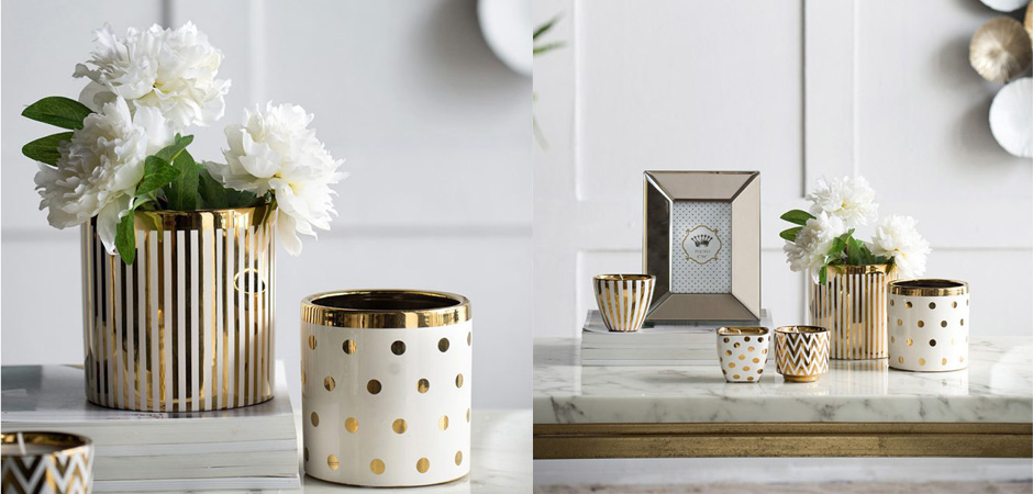 Ваза Gold & White Stripes Ваза Gold & White Stripes - Loft-Concept в Грозном