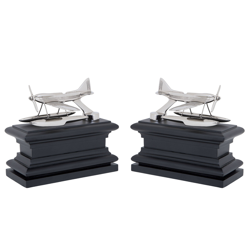 Держатель для книг Eichholtz Bookend Hydroplane set of 2 Nickel Никель Черный Держатель для книг Eichholtz Bookend Hydroplane set of 2 Nickel Никель Черный в Грозном | Loft Concept