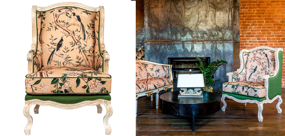 Кресло Beige and Green Chinoiserie Armchair Кресло Beige and Green Chinoiserie Armchair - Loft-Concept в Грозном