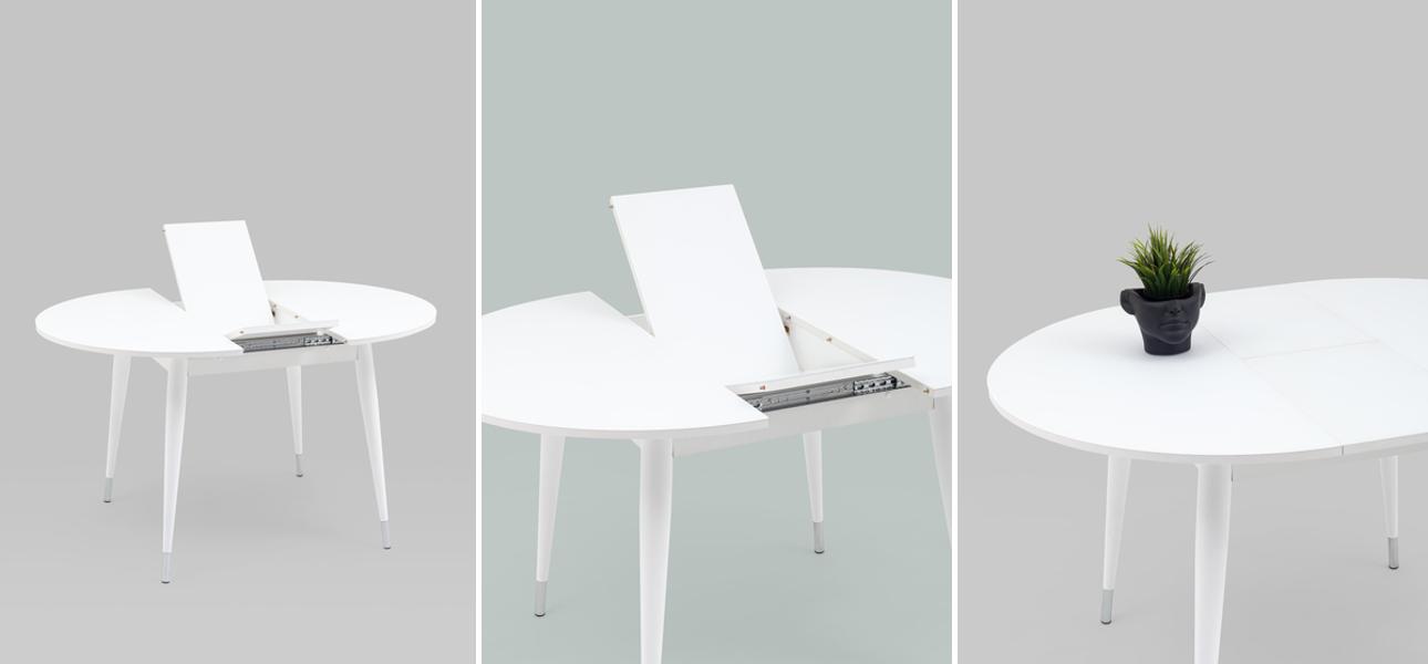 Стол обеденный раскладной круглый Linnaeus Collection Белый - фото №1