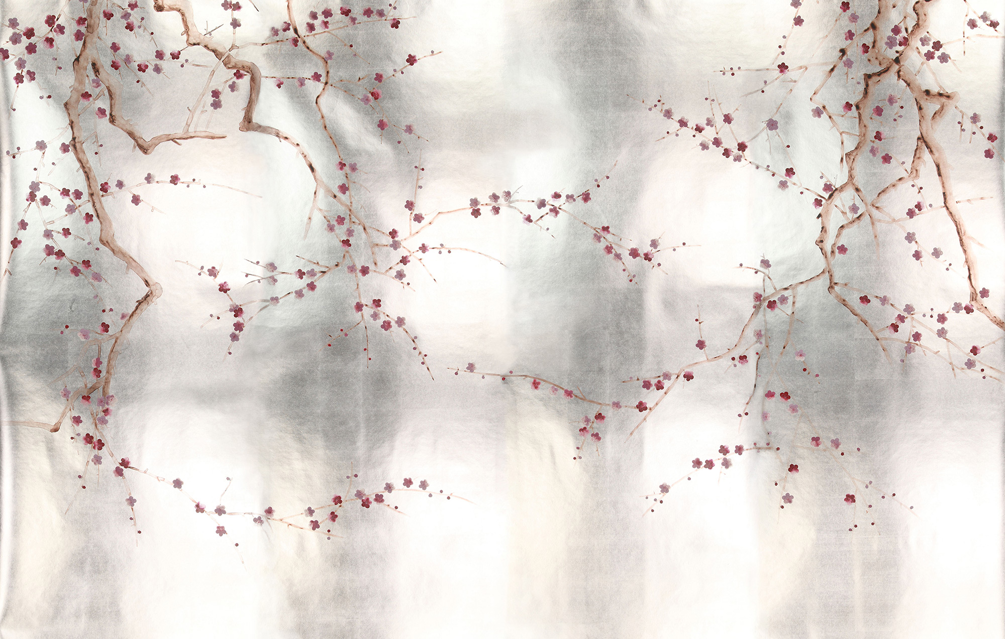 Обои ручная роспись Plum Blossom Blossom on Tarnished Silver gilded paper Обои ручная роспись Plum Blossom Blossom on Tarnished Silver gilded paper - постер Loft-Concept в Грозном