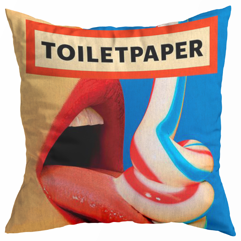 Декоративная подушка Seletti Toothpaste Toiletpaper Мульти Синий Красный в Грозном | Loft Concept 