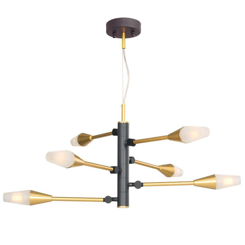 Люстра Paulette Chandelier Латунь Серый Белое матовое стекло Люстра Paulette Chandelier Латунь Серый Белое матовое стекло в Грозном | Loft Concept